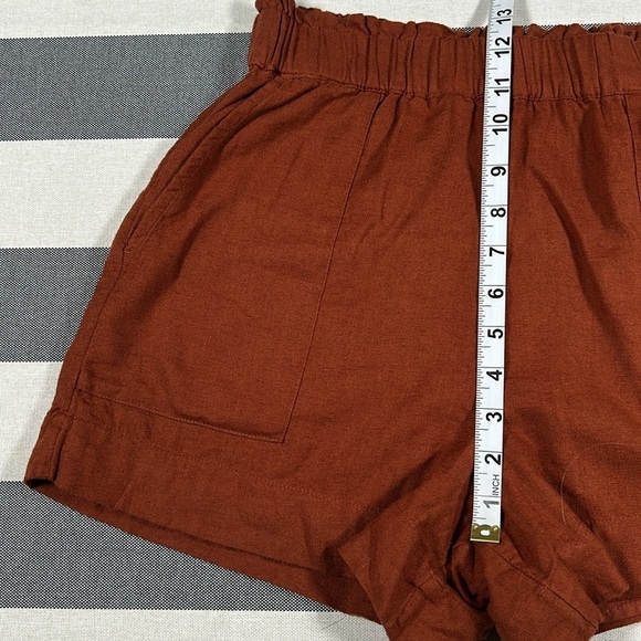 Abercrombie & Fitch Womens High Waist Linen Shorts Rust Orange Small Boho Summer - Picture 6 of 10